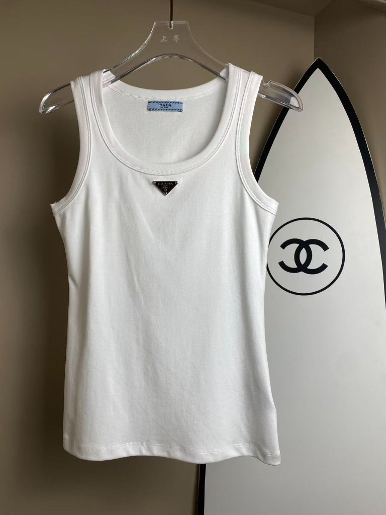 Prada Triangle Logo Black Tank Top